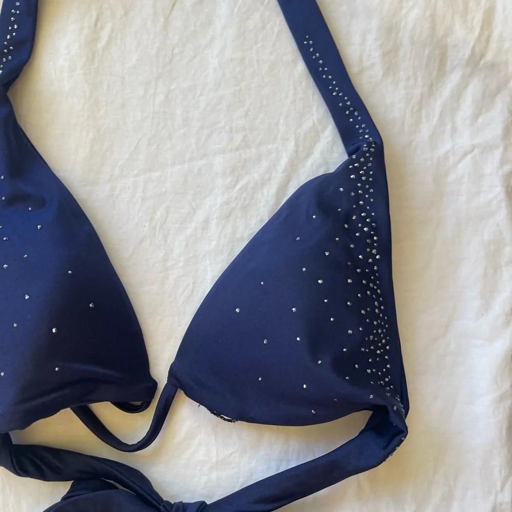 Bellissima Swarovski Crystal Bikini Top Embellished Halter Sparkle Size M NEW
